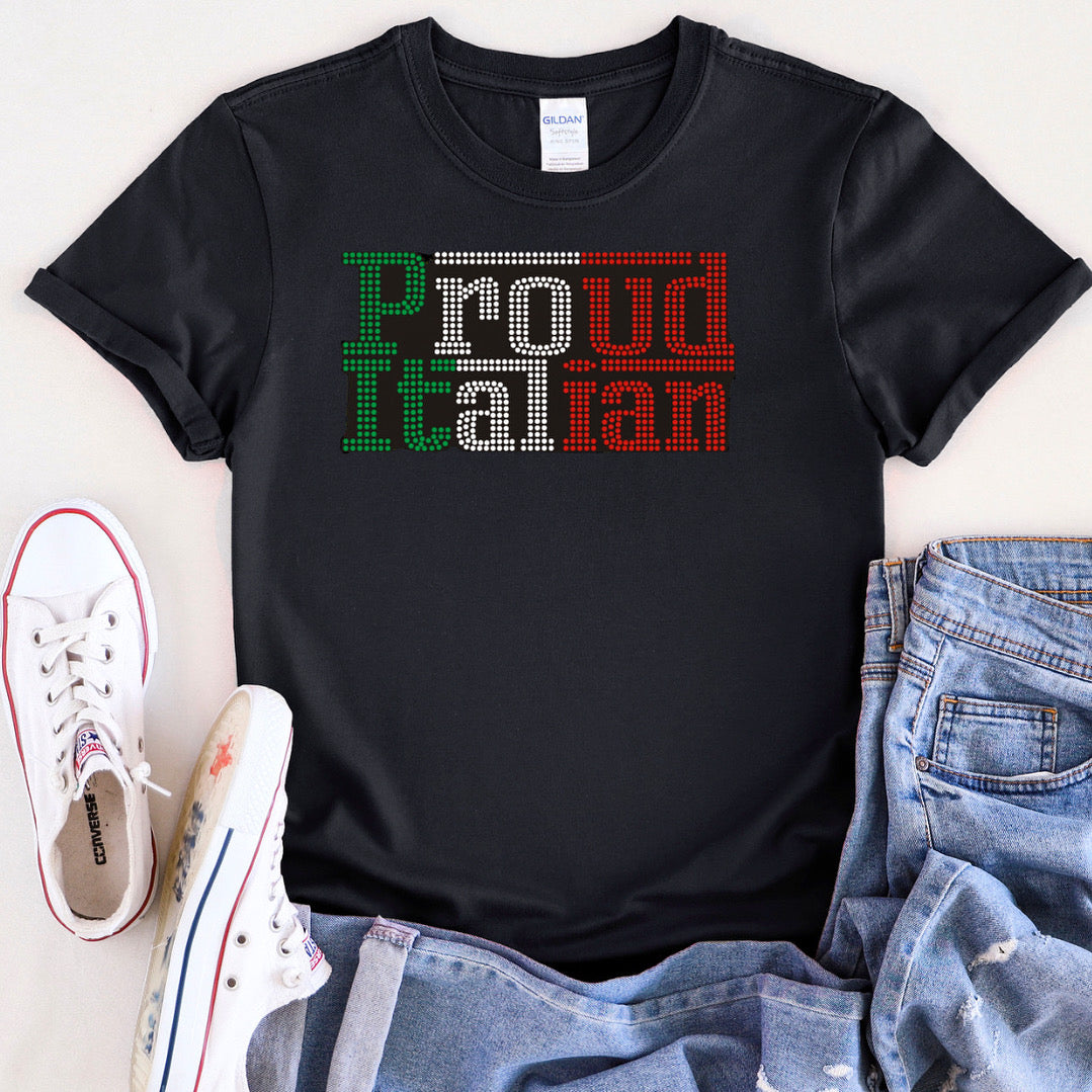 Women’s Fitted Tee Black “PROUD ITALIAN”