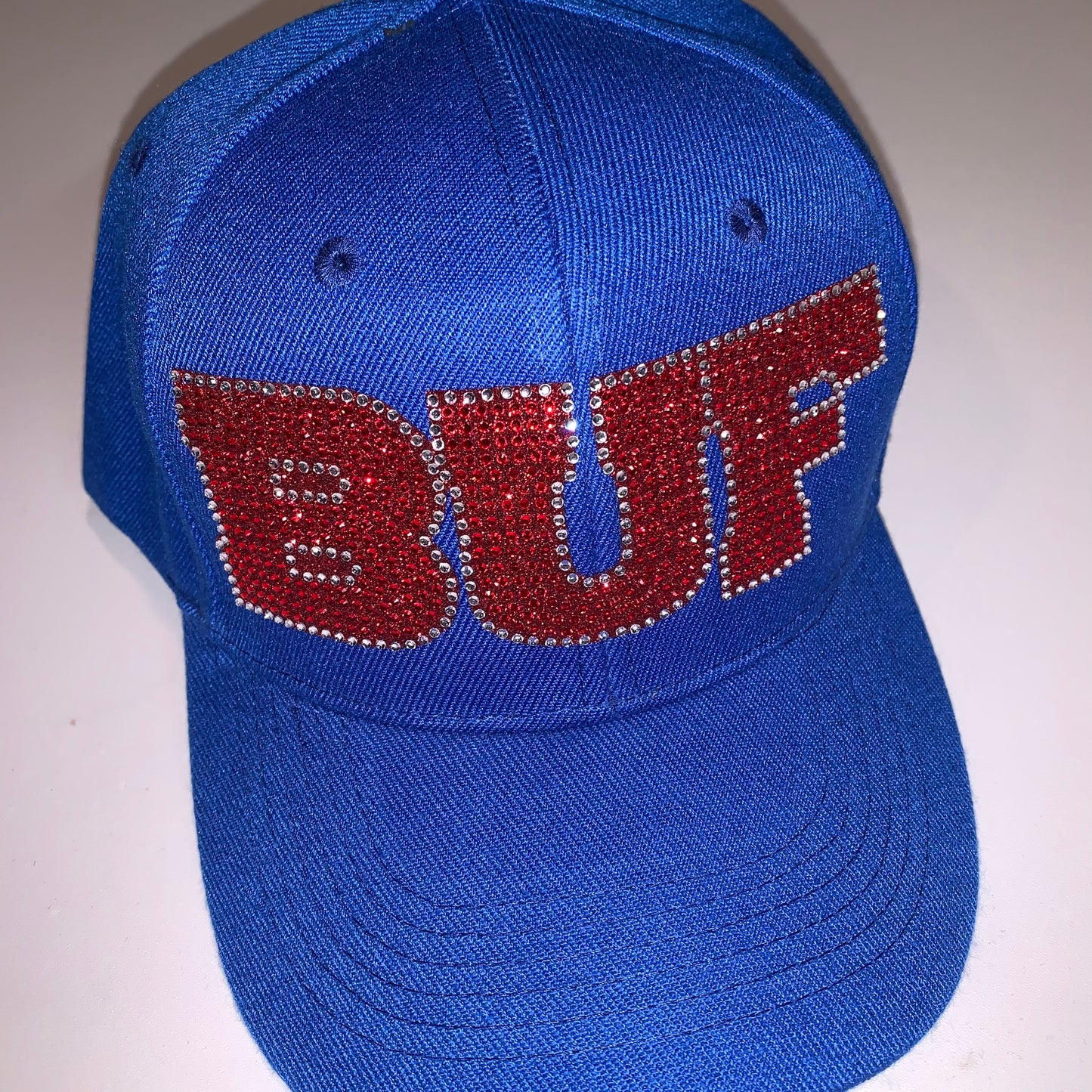 Adjustable Baseball Cap Royal w/Red Bling