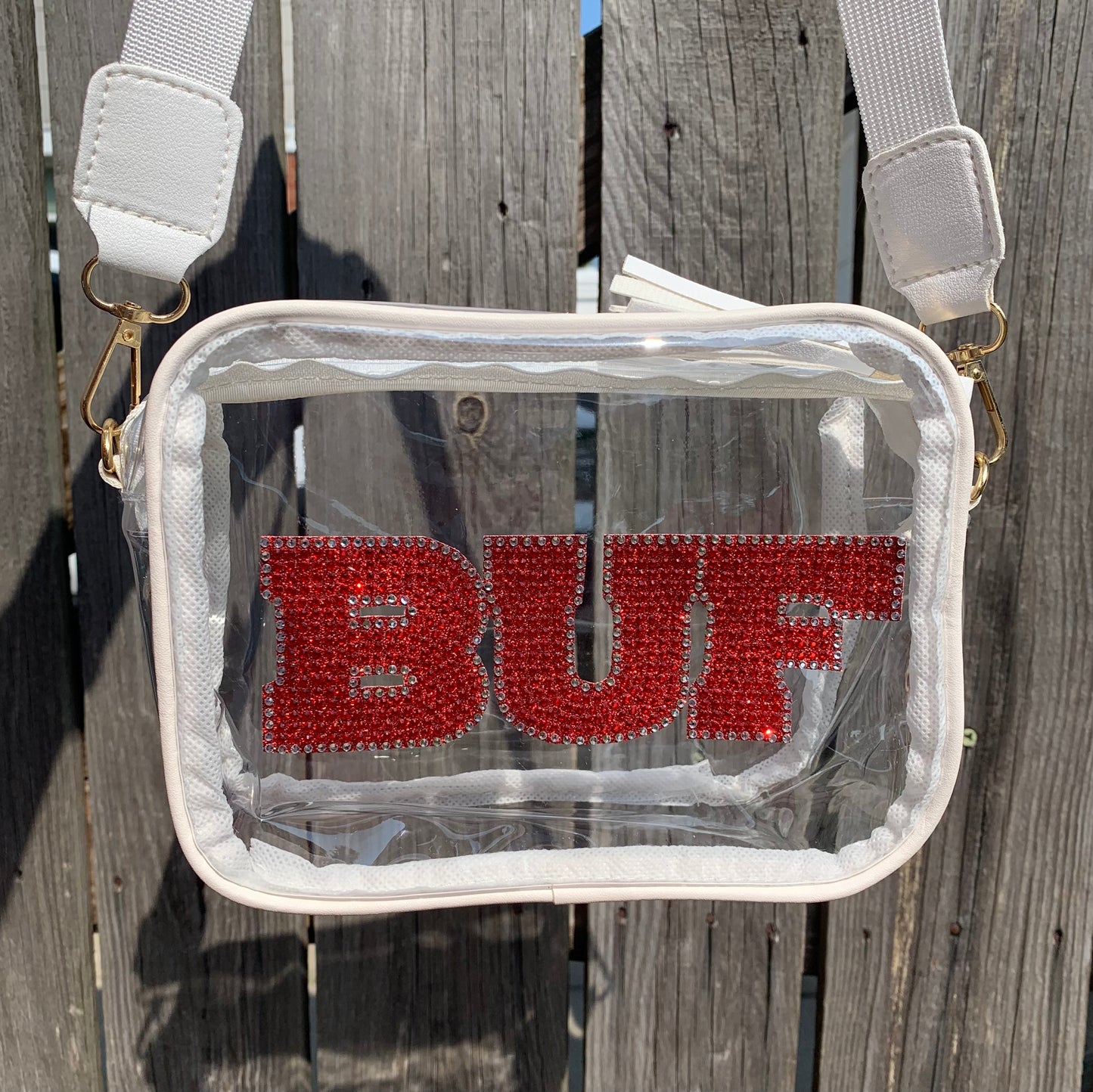 Crossbody Bag (white w/ red bling)