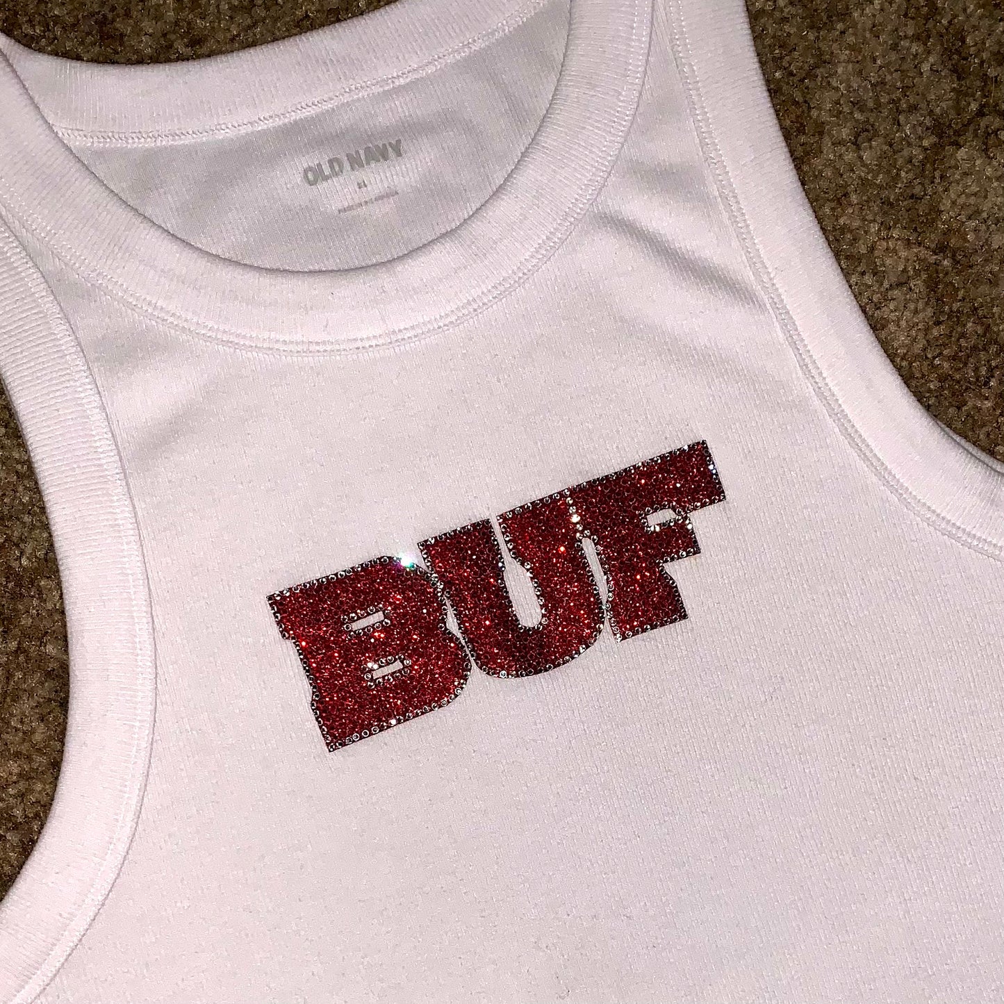 Crop Women’s White Tank w/Red Bling