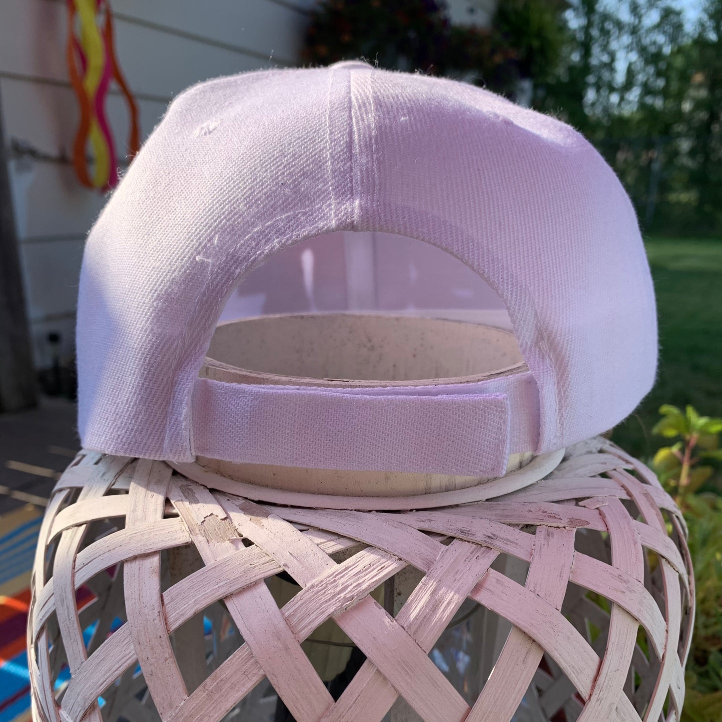Adjustable White Baseball Cap w/Royal Bling