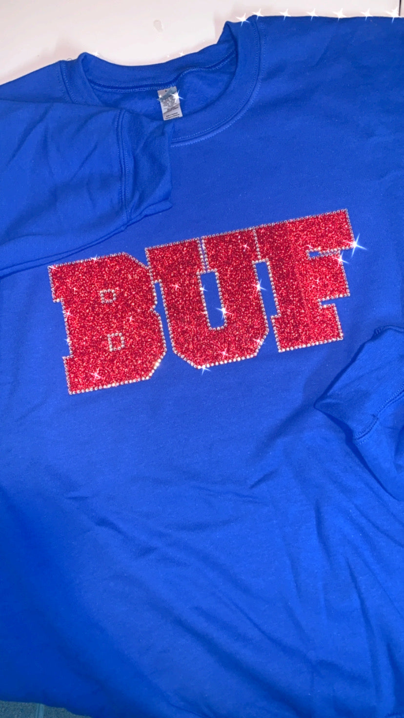 Unisex Royal Crew Sweatshirt w/Red Bling