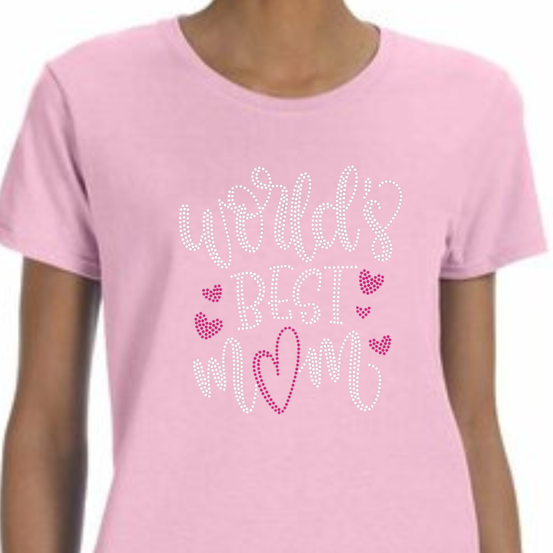 Women’s Fitted Tee Pink “Worlds Best Mom”