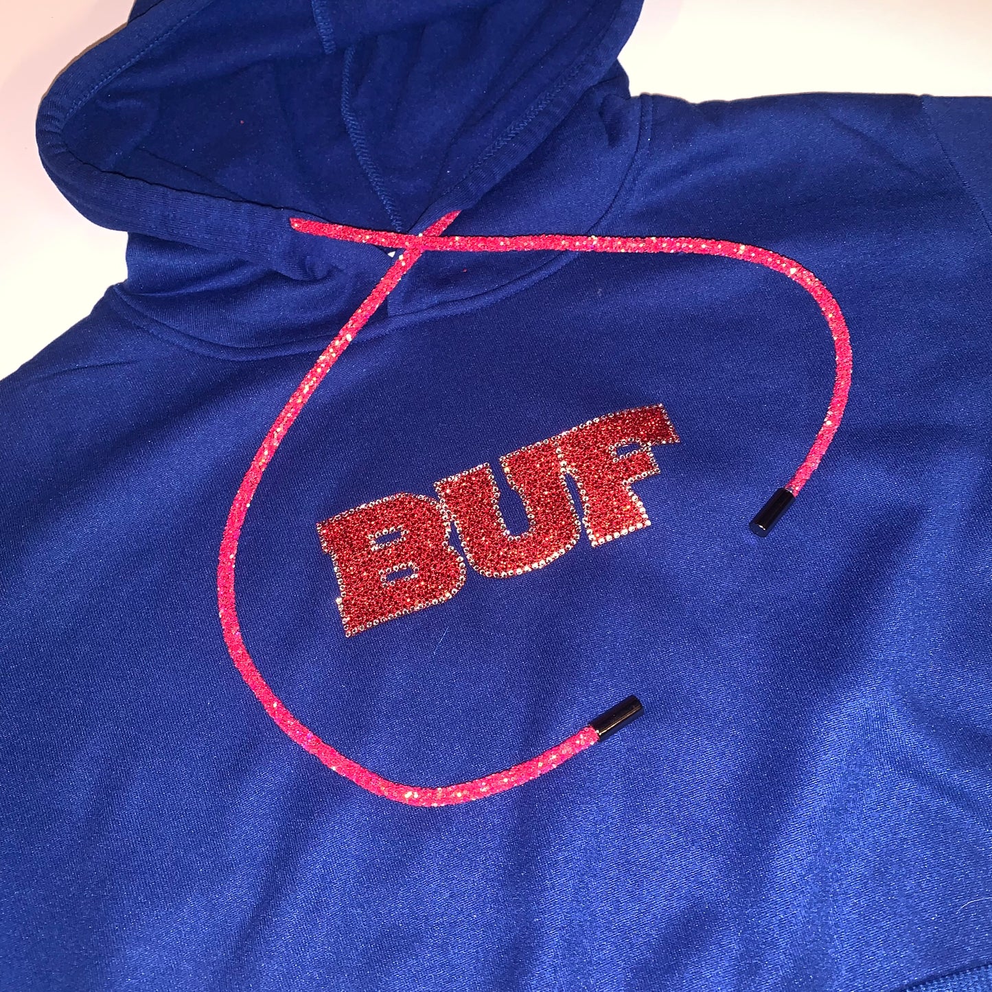 Crop Women’s Royal Hoodie w/Red Bling