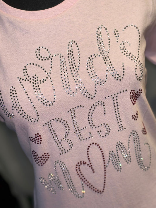Women’s Fitted Tee Pink “Worlds Best Mom”