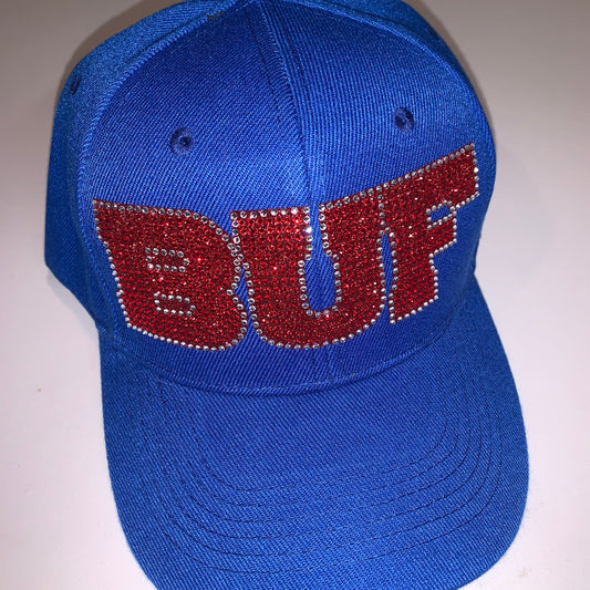 Adjustable Baseball Cap Royal w/Red Bling
