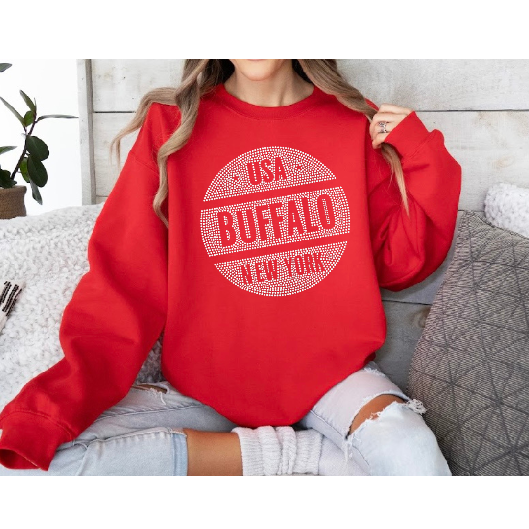 Unisex Red Crew “BUFFALO NY USA”