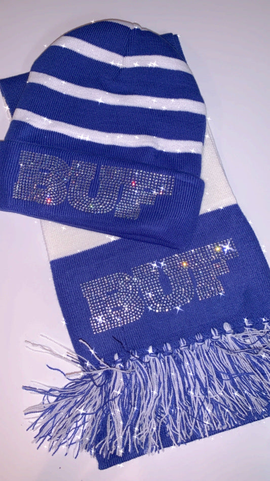 Beanie & Scarf BUF Stripe Knit - Fleece Lined