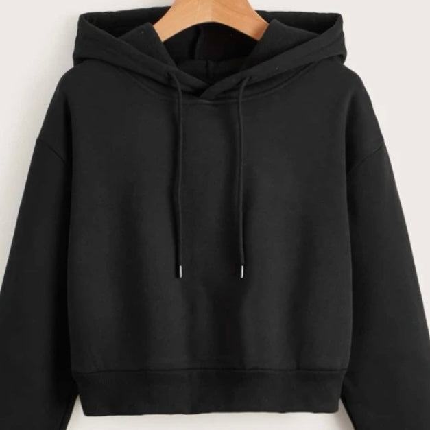 Crop Women’s Black Hoodie w/Black Bling
