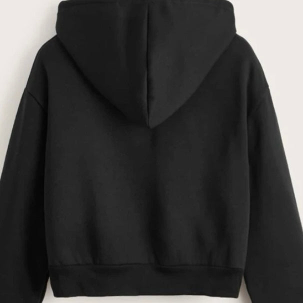 Crop Women’s Black Hoodie w/Black Bling