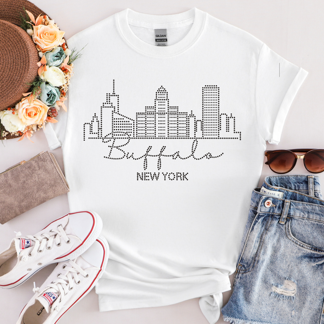 Women’s Fitted Tee White “Buffalo Skyline