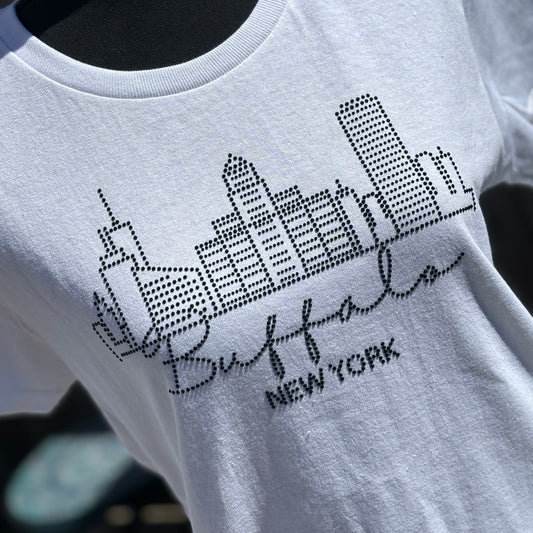 Women’s Fitted Tee White “Buffalo Skyline