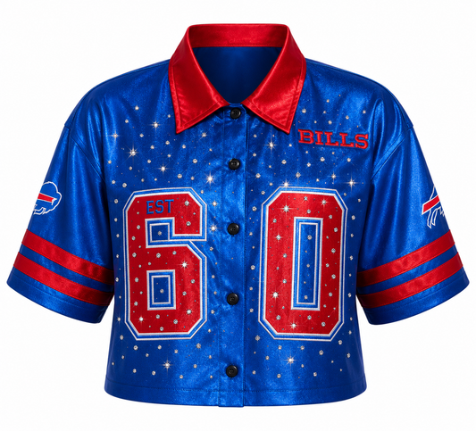 Custom Re-Worked Buffalo Bills Ladies Button-Up