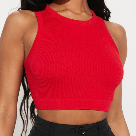 Crop Women’s Red Tank w/Royal Bling