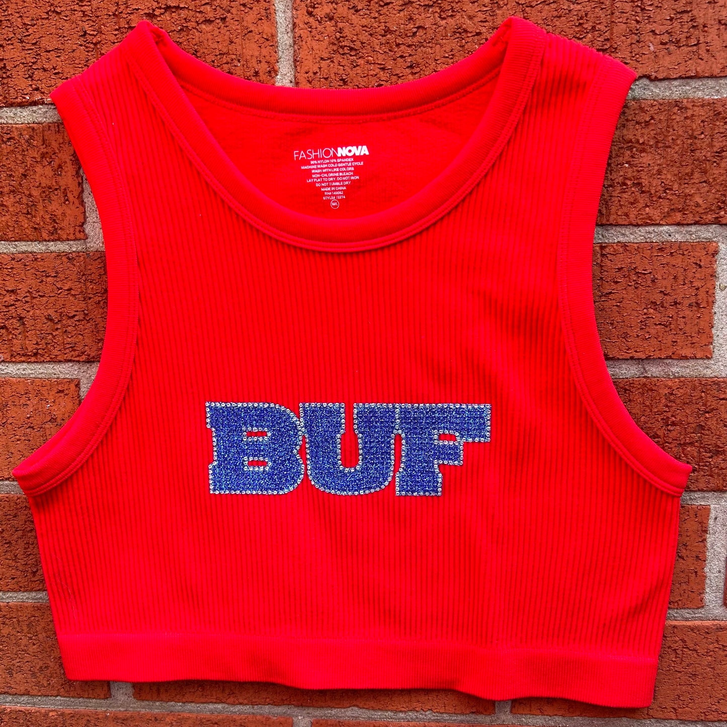 Crop Women’s Red Tank w/Royal Bling