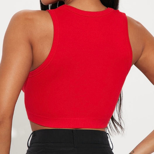 Crop Women’s Red Tank w/Royal Bling